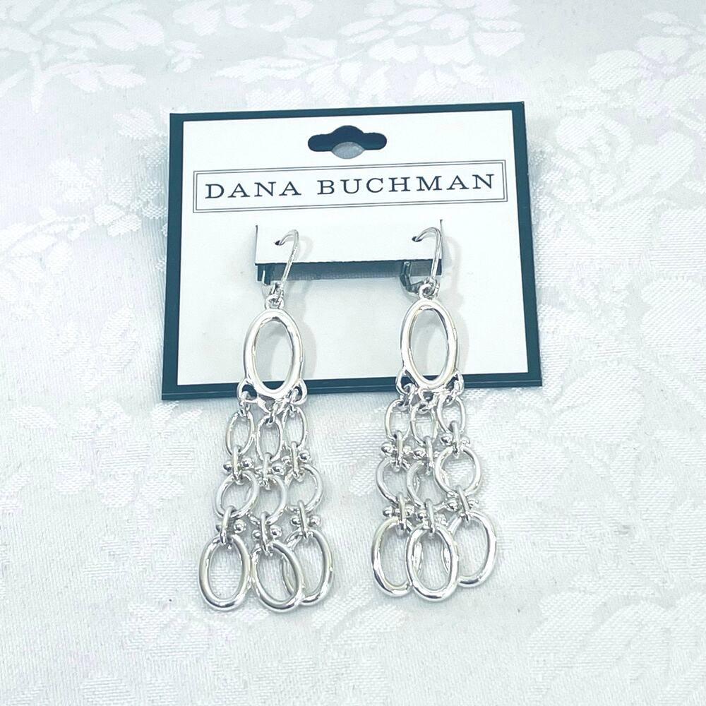 Earrings Dana Buchman Link Cascading Chandelier Dangle Modernist Geometric